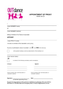 Appointment of Proxy